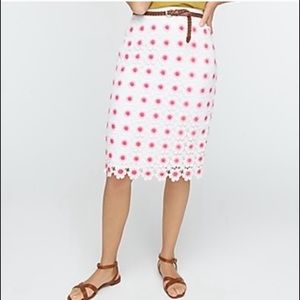 NWT J Crew Floral Crochet Pencil Skirt AK075 Sz 2